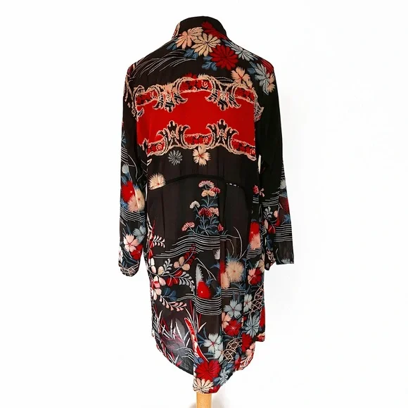 Citron Santa Monica Black Floral Silk Kimono Jacket – EUC – L/XL – MSRP $289 - Picture 8 of 15